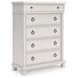 Greddinton Antique White 5 Drawer Chest