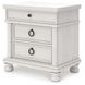 Greddinton Antique White 3 Drawer Nightstand with USB Charging