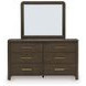 Brillynd Burnished Brown 6 Drawer Dresser and Rectangular Mirror