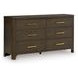 Brillynd Burnished Brown 6 Drawer Dresser