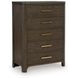 Brillynd Burnished Brown 5 Drawer Chest