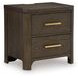 Brillynd Rich Burnished Brown 2 Drawer Nightstand with USB Charging