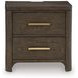 Brillynd Rich Burnished Brown 2 Drawer Nightstand with USB Charging