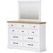 Ashbryn White and Natural 10 Drawer Dresser with Rectangular Mirror