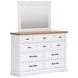 Ashbryn White and Natural 10 Drawer Dresser with Rectangular Mirror