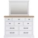 Ashbryn White and Natural 10 Drawer Dresser with Rectangular Mirror