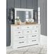 Ashbryn White and Natural 10 Drawer Dresser with Rectangular Mirror