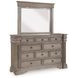 Blairhurst Light Grayish Brown 10 Drawer Dresser and Rectangular Mirror with LED
