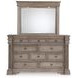 Blairhurst Light Grayish Brown 10 Drawer Dresser and Rectangular Mirror with LED