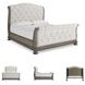 Ardenfield Light Brown And White King Upholstered Sleigh Bed