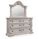 Valleymont Antique White 6 Drawer Dresser and Arched Mirror