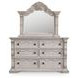 Valleymont Antique White 6 Drawer Dresser and Arched Mirror