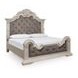 Valleymont Antique White and Gray California King Upholstered Panel Bed