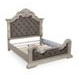 Valleymont Antique White and Gray California King Upholstered Panel Bed