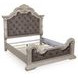 Valleymont Antique White and Gray King Upholstered Panel Bed