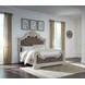 Valleymont Antique White and Gray King Upholstered Panel Bed