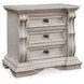 Valleymont Antique White 3 Drawer Nightstand with USB Charging