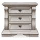Valleymont Antique White 3 Drawer Nightstand with USB Charging