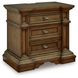 Thoridan Brown 3 Drawer Nightstand with USB Charging