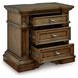 Thoridan Brown 3 Drawer Nightstand with USB Charging
