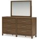 Cabalynn Light Brown 6 Drawer Dresser and Rectangular Mirror