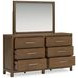 Cabalynn Light Brown 6 Drawer Dresser and Rectangular Mirror