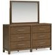 Cabalynn Light Brown 6 Drawer Dresser and Rectangular Mirror