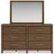 Cabalynn Light Brown 6 Drawer Dresser and Rectangular Mirror