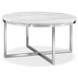 Isolde White and Brushed Nickel Round Marble Top Cocktail Table