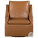 Asterwyn Steamboat Ecru Leather Swivel Accent Chair