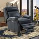 Barrett Barone Navy Blue Leather Lounge Power Recliner with USB Charging and Nailhead Trim