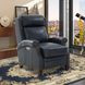 Barrett Barone Navy Blue Leather Lounge Power Recliner with USB Charging and Nailhead Trim