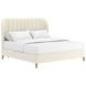 Dante Custard Performance Fabric Queen Upholstered Wide Channel Panel Bed