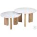 Bry White Marble And Natural Wood Coffee Table Set Of 2