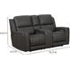 Pierce Homerun Dark Gray Leather 76" Zero Gravity Power Reclining Console Loveseat with Power Lumbar and USB Charging