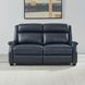 Warrendale Shoreham Blue Leather 60" Power Reclining Loveseat with Nailhead Trim and USB Charging