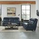 Warrendale Shoreham Blue Leather 83" Power Reclining Sofa with Nailhead Trim and USB Charging