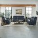 Warrendale Shoreham Blue Leather Power Reclining Living Room Set with Nailhead Trim and USB Charging