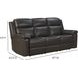 Leon Matteo Smokey Gray Leather 87" Triple Power Reclining Sofa with USB Charging and LED