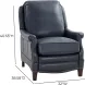 Ashebrooke Barone Navy Blue Leather Push Thru The Arms Recliner with Nailhead Trim
