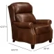 Meade Worthington Cognac Leather Push Thru The Arms Lounge Recliner with Nailhead Trim