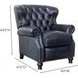 Presidential Shoreham Blue Leather Push Thru The Arms Recliner with Nailhead Trim