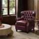 Presidential Shoreham Wine Leather Push Thru The Arms Recliner with Nailhead Trim