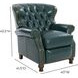 Presidential Highland Emerald Leather Push Thru The Arms Recliner with Nailhead Trim