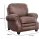 Longhorn Dark Sanded Bomber Leather Push Thru The Arms Recliner with Nailhead Trim