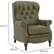 Kendall Oasis Olive Leather Push Thru The Arms Recliner with Nailhead Trim