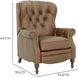 Kendall Oasis Walnut Leather Push Thru The Arms Recliner with Nailhead Trim