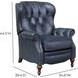 Kendall Shoreham Blue Leather Push Thru The Arms Recliner with Nailhead Trim