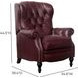 Kendall Shoreham Wine Leather Push Thru The Arms Recliner with Nailhead Trim