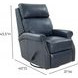 Crews Barone Navy Blue Leather Swivel Glider Recliner with Nailhead Trim